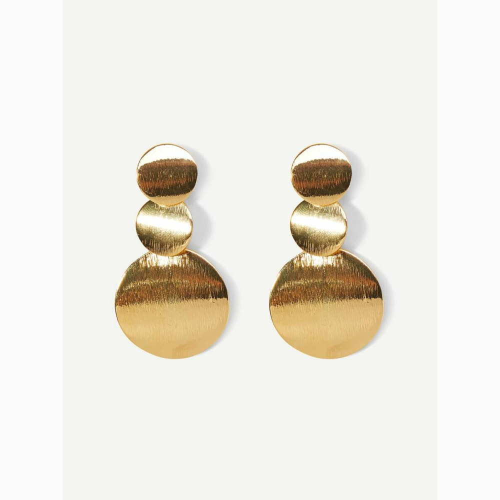 Gold Layered Disc Statement Drop Earrings